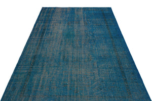Turquoise Over Dyed Vintage Rug 5'3'' x 8'10'' ft 160 x 270 cm