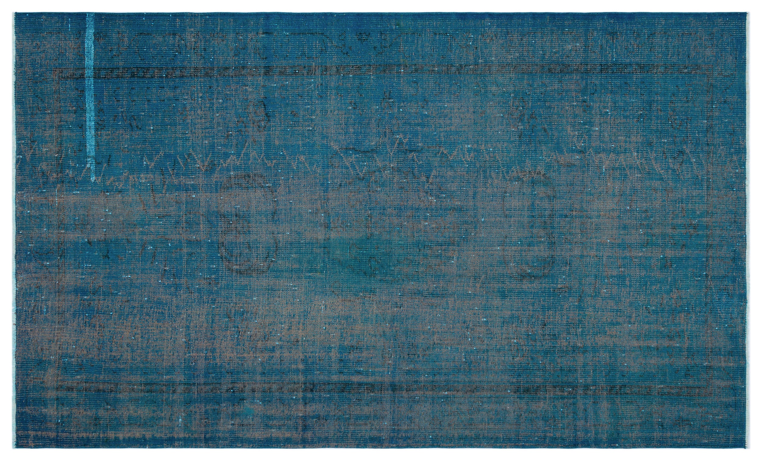 Turquoise Over Dyed Vintage Rug 5'3'' x 8'10'' ft 160 x 270 cm