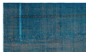 Turquoise Over Dyed Vintage Rug 5'3'' x 8'10'' ft 160 x 270 cm