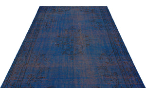 Blue Over Dyed Vintage Rug 5'7'' x 9'3'' ft 170 x 283 cm