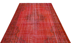 Red Over Dyed Vintage Rug 5'10'' x 9'7'' ft 179 x 291 cm