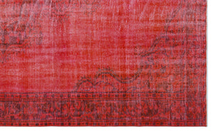 Red Over Dyed Vintage Rug 5'10'' x 9'7'' ft 179 x 291 cm