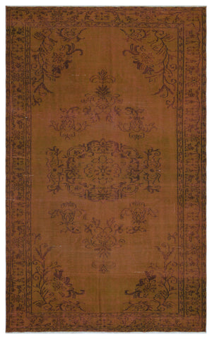 Brown Over Dyed Vintage Rug 5'8'' x 8'9'' ft 172 x 267 cm