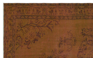 Brown Over Dyed Vintage Rug 5'8'' x 8'9'' ft 172 x 267 cm