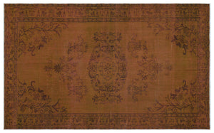 Brown Over Dyed Vintage Rug 5'8'' x 8'9'' ft 172 x 267 cm