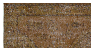 Brown Over Dyed Vintage Rug 4'4'' x 8'5'' ft 133 x 257 cm