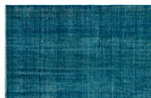 Turquoise Over Dyed Vintage Rug 5'8'' x 8'9'' ft 172 x 267 cm