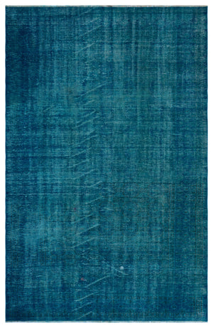 Turquoise Over Dyed Vintage Rug 5'8'' x 8'9'' ft 172 x 267 cm