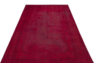 Red Over Dyed Vintage Rug 5'3'' x 8'3'' ft 159 x 252 cm