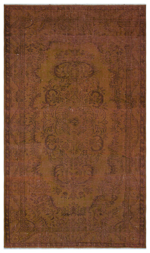 Brown Over Dyed Vintage Rug 5'6'' x 9'5'' ft 168 x 287 cm