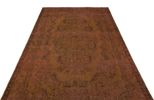 Brown Over Dyed Vintage Rug 5'6'' x 9'5'' ft 168 x 287 cm