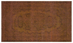 Brown Over Dyed Vintage Rug 5'6'' x 9'5'' ft 168 x 287 cm