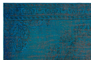 Turquoise Over Dyed Vintage Rug 5'10'' x 8'10'' ft 177 x 270 cm