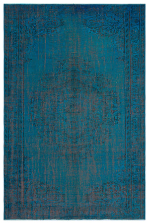 Turquoise Over Dyed Vintage Rug 5'10'' x 8'10'' ft 177 x 270 cm