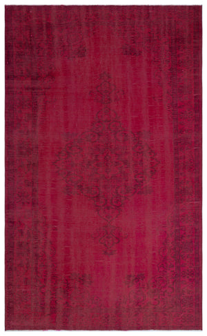 Red Over Dyed Vintage Rug 5'9'' x 9'4'' ft 176 x 285 cm