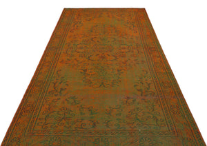 Brown Over Dyed Vintage Rug 5'4'' x 9'2'' ft 162 x 280 cm