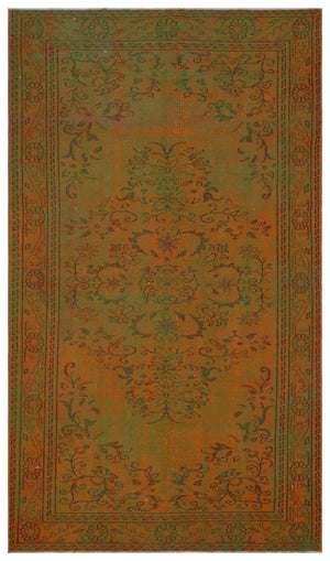 Brown Over Dyed Vintage Rug 5'4'' x 9'2'' ft 162 x 280 cm