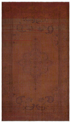 Brown Over Dyed Vintage Rug 5'5'' x 9'5'' ft 166 x 287 cm