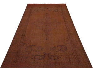 Brown Over Dyed Vintage Rug 5'5'' x 9'5'' ft 166 x 287 cm