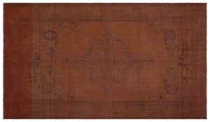 Brown Over Dyed Vintage Rug 5'5'' x 9'5'' ft 166 x 287 cm