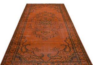 Orange Over Dyed Vintage Rug 5'6'' x 8'11'' ft 167 x 272 cm