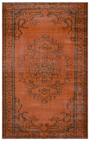 Orange Over Dyed Vintage Rug 5'6'' x 8'11'' ft 167 x 272 cm