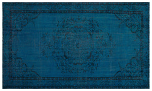 Turquoise Over Dyed Vintage Rug 5'6'' x 9'0'' ft 167 x 275 cm