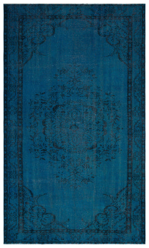 Turquoise Over Dyed Vintage Rug 5'6'' x 9'0'' ft 167 x 275 cm