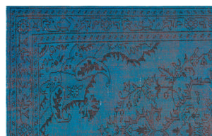 Turquoise Over Dyed Vintage Rug 5'10'' x 9'2'' ft 179 x 280 cm