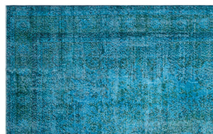 Turquoise Over Dyed Vintage Rug 6'8'' x 10'6'' ft 202 x 320 cm