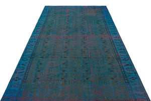 Blue Over Dyed Vintage Rug 5'7'' x 8'6'' ft 169 x 260 cm