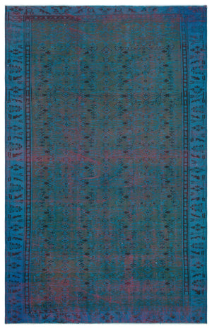 Blue Over Dyed Vintage Rug 5'7'' x 8'6'' ft 169 x 260 cm