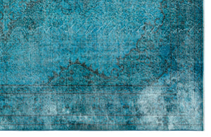 Turquoise Over Dyed Vintage Rug 5'7'' x 8'9'' ft 171 x 266 cm