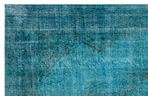 Turquoise Over Dyed Vintage Rug 5'7'' x 8'9'' ft 171 x 266 cm