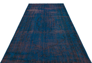 Turquoise Over Dyed Vintage Rug 5'7'' x 9'3'' ft 169 x 281 cm