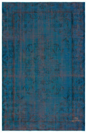 Turquoise Over Dyed Vintage Rug 5'8'' x 8'9'' ft 173 x 266 cm