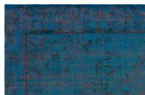 Turquoise Over Dyed Vintage Rug 5'8'' x 8'9'' ft 173 x 266 cm
