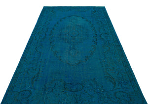 Turquoise Over Dyed Vintage Rug 5'4'' x 8'11'' ft 163 x 271 cm
