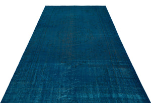 Turquoise Over Dyed Vintage Rug 5'7'' x 9'1'' ft 171 x 278 cm