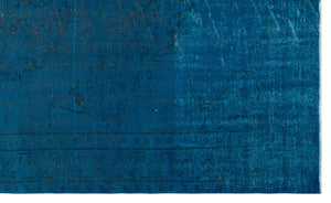 Turquoise Over Dyed Vintage Rug 5'7'' x 9'1'' ft 171 x 278 cm