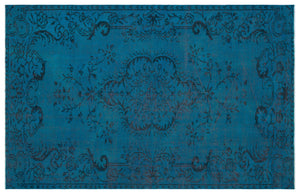 Turquoise Over Dyed Vintage Rug 5'1'' x 7'12'' ft 154 x 243 cm
