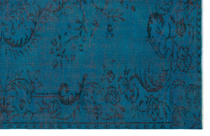 Turquoise Over Dyed Vintage Rug 5'1'' x 7'12'' ft 154 x 243 cm