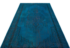 Turquoise Over Dyed Vintage Rug 5'3'' x 9'1'' ft 160 x 276 cm