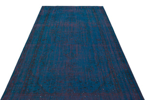 Blue Over Dyed Vintage Rug 5'3'' x 8'9'' ft 160 x 267 cm