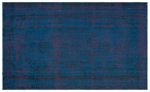 Blue Over Dyed Vintage Rug 5'3'' x 8'9'' ft 160 x 267 cm