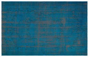 Turquoise Over Dyed Vintage Rug 5'6'' x 8'5'' ft 168 x 257 cm