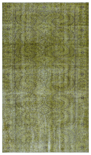 Green Over Dyed Vintage Rug 5'3'' x 9'0'' ft 159 x 275 cm