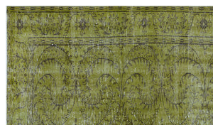 Green Over Dyed Vintage Rug 5'3'' x 9'0'' ft 159 x 275 cm