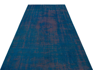 Blue Over Dyed Vintage Rug 4'8'' x 8'5'' ft 143 x 257 cm