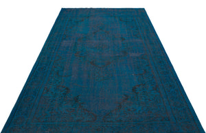 Turquoise Over Dyed Vintage Rug 5'8'' x 9'1'' ft 172 x 278 cm